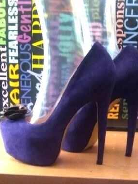 Purple Suede Platform Stiletto Pumps!.